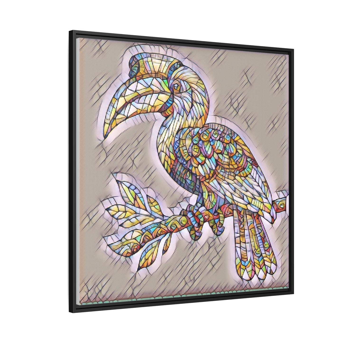 Colorful Stained Glass Toucan Matte Canvas Framed Wall Art