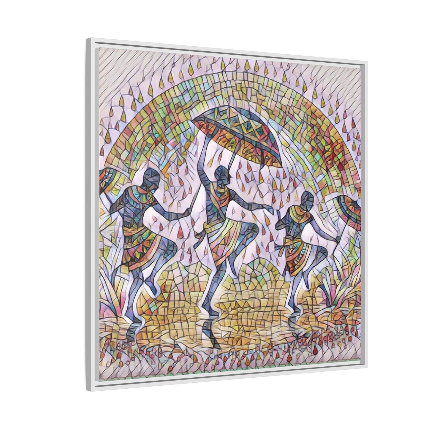 Framed Canvas Art — Colorful African Dance Mosaic