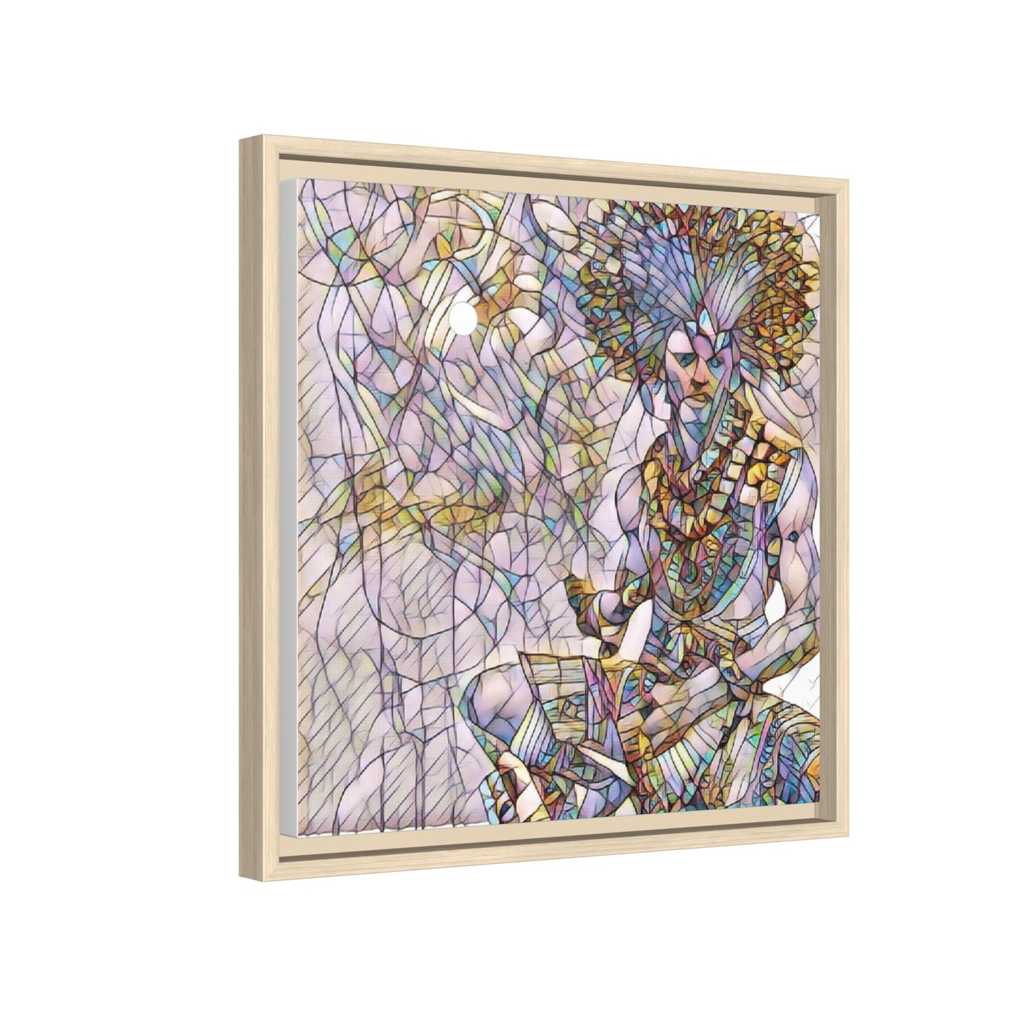 Framed Matte Canvas Art — Colorful Tribal Warrior Illustration