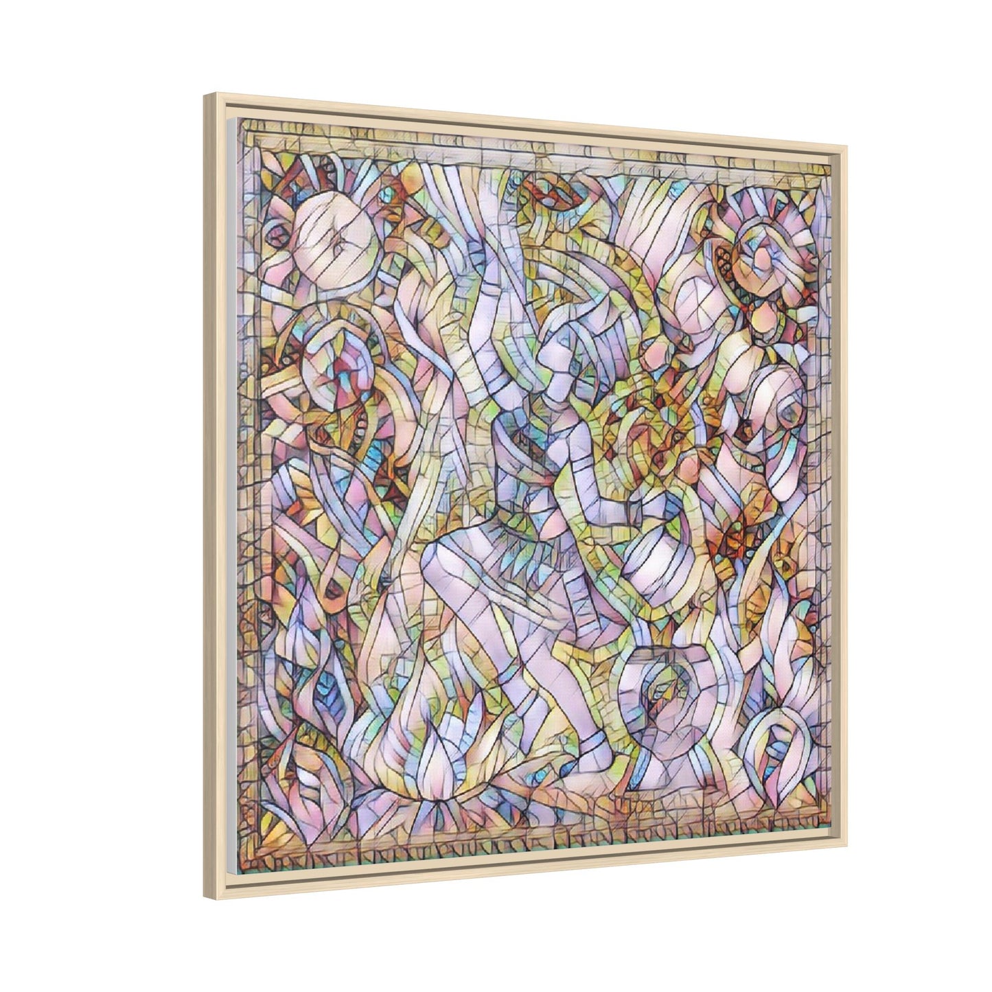 Abstract Stained Glass Dance Matte Framed Canvas
