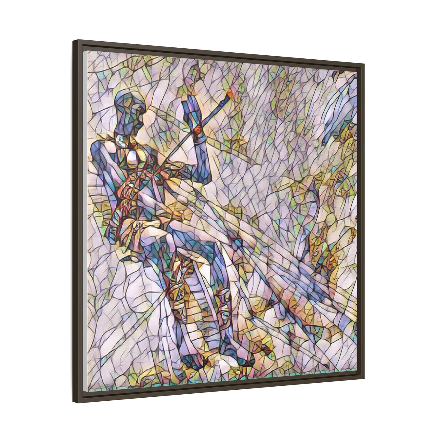 Abstract Stained-Glass Warrior Framed Canvas