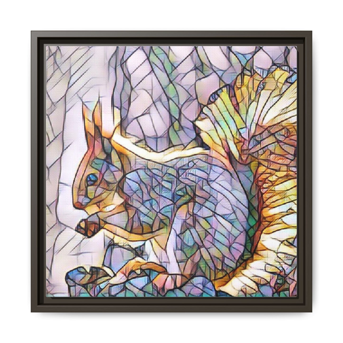 Framed Squirrel Mosaic Matte Canvas Wall Art