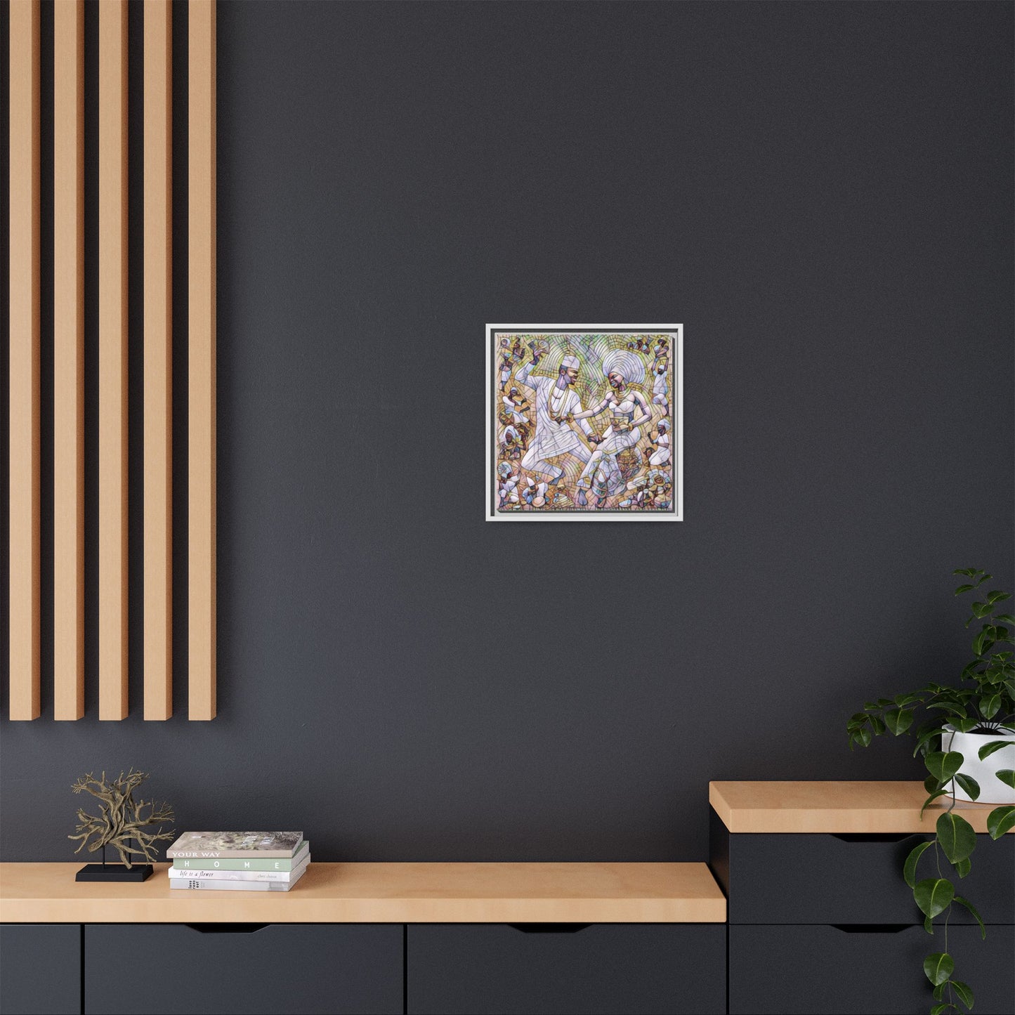 Afrobeat Celebration Matte Framed Canvas — Vibrant Dancers Wall Art