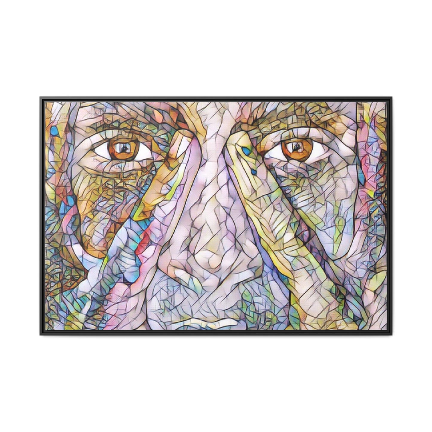 Abstract Stained-Glass Face Matte Canvas Framed Wall Art