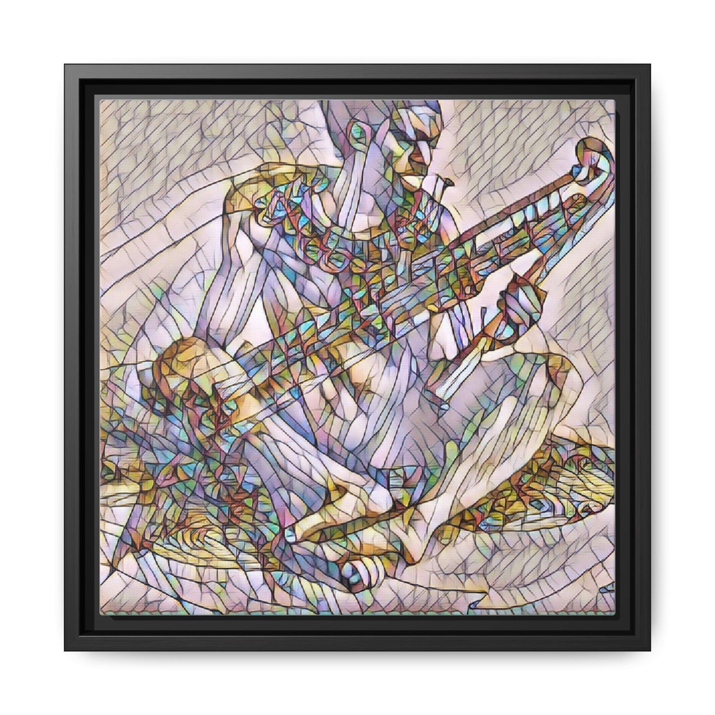 Framed Abstract Musician Canvas Art — Multicolor Modern Wall Decor