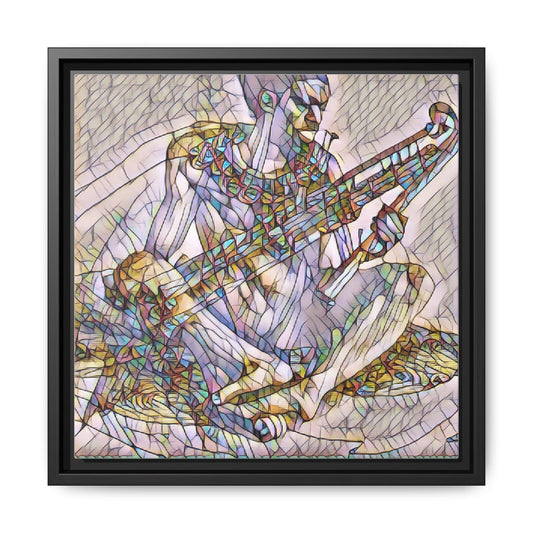 Framed Abstract Musician Canvas Art — Multicolor Modern Wall Decor