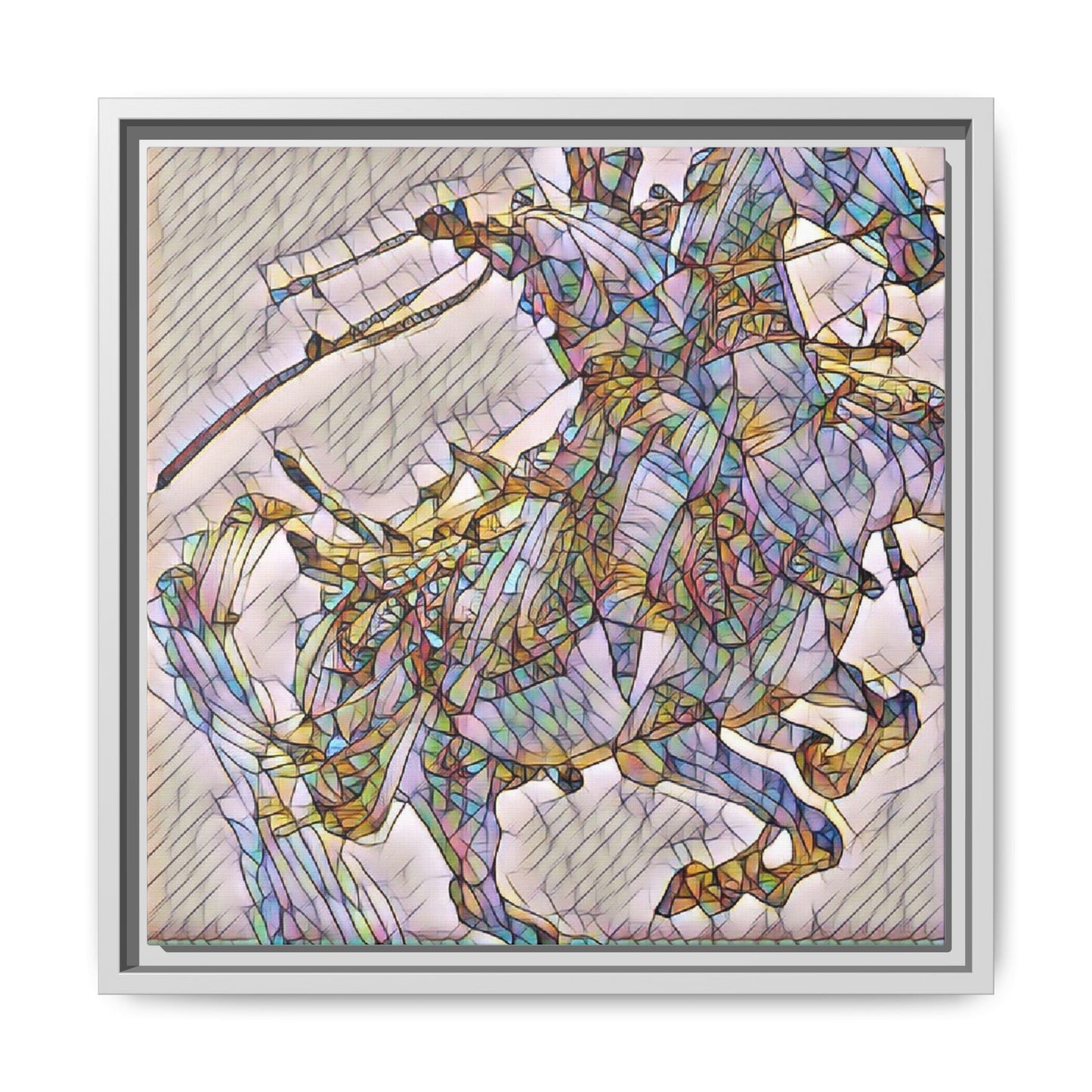 Framed Abstract Stained-Glass Horse Canvas