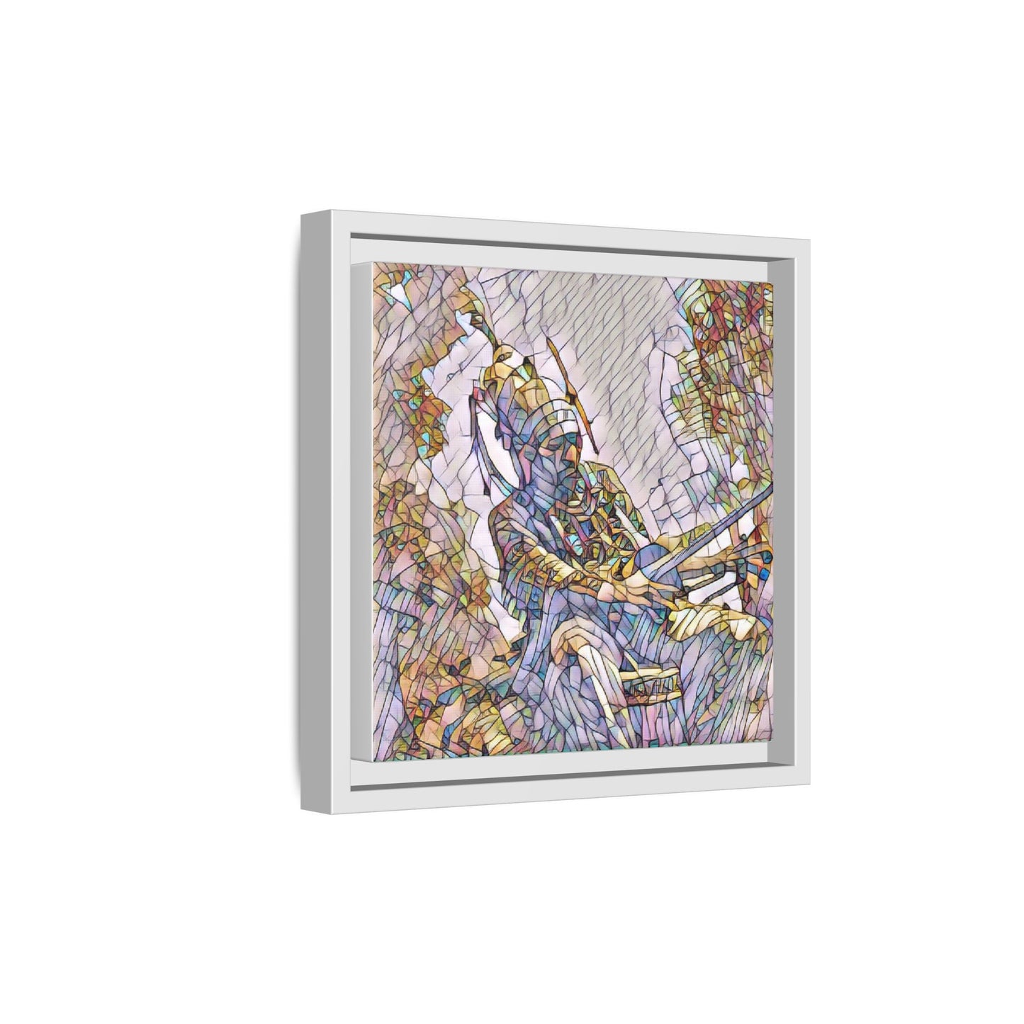 Framed Archery Canvas Print — Stained-Glass Archer Wall Art