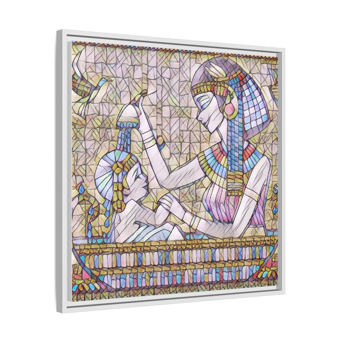 Egyptian Mosaic Mother & Child Framed Matte Canvas