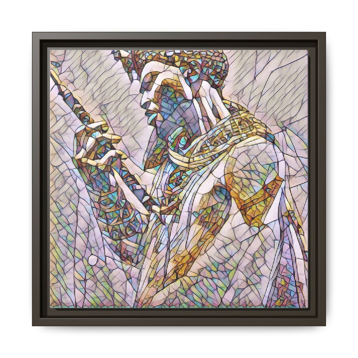 Egyptian Pharaoh Stained Glass Art — Framed Matte Canvas