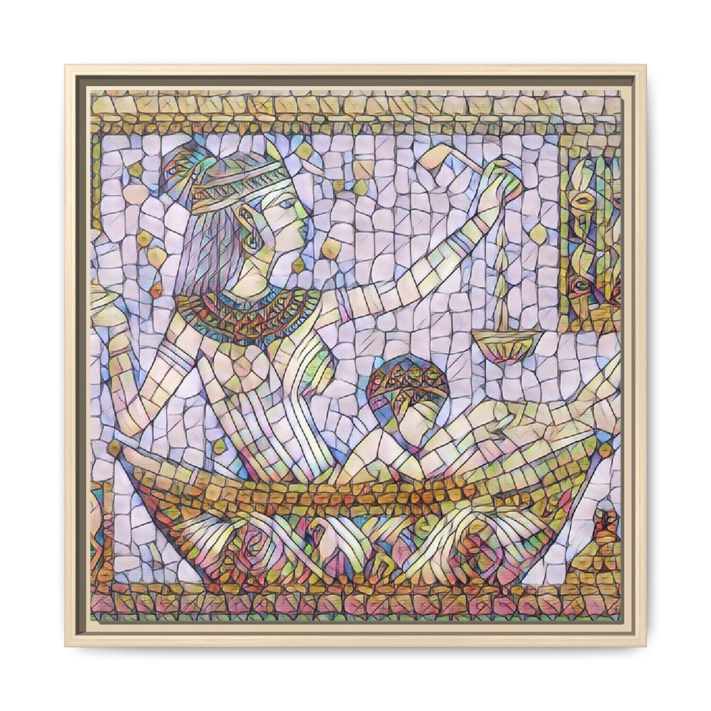 Egyptian Mosaic Goddess Matte Canvas Print (Framed)
