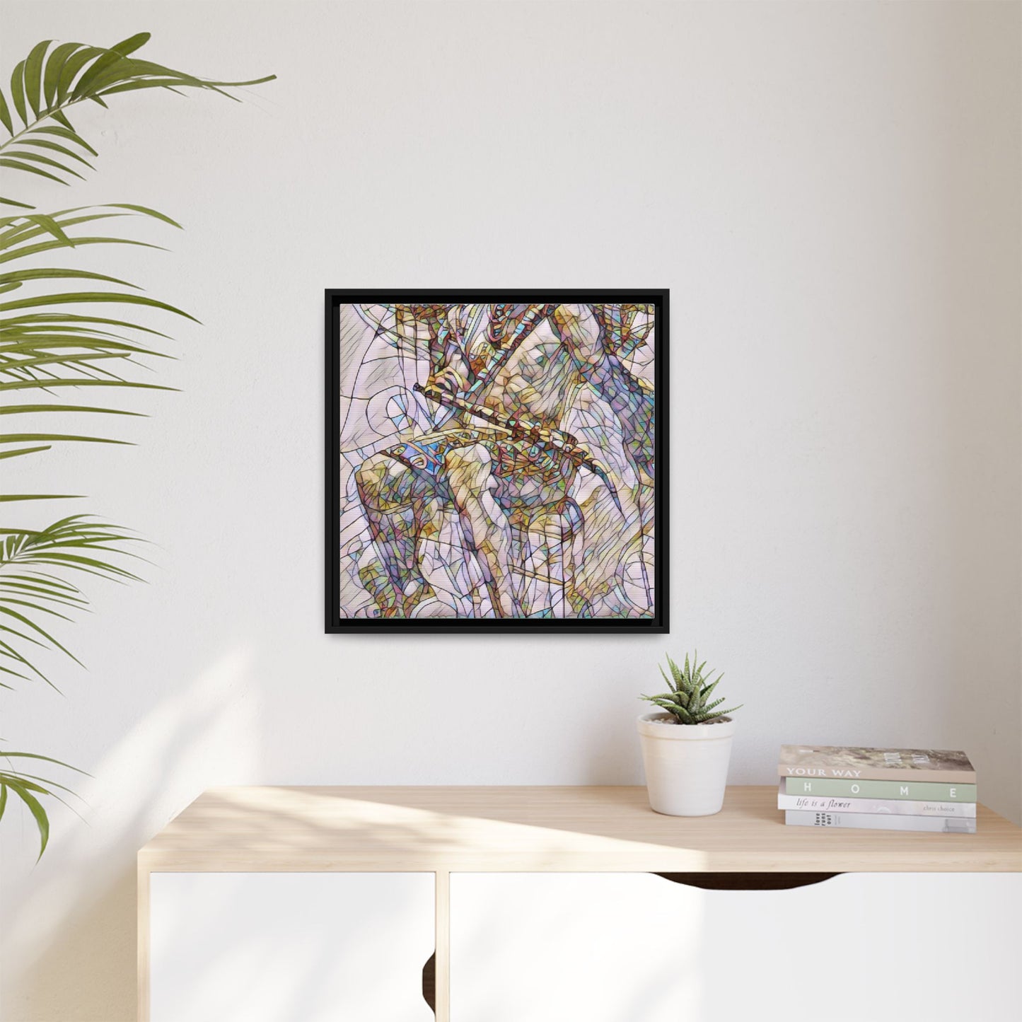 Framed Abstract Musician Canvas Art — Multi‑Color Jazz Saxophone Print