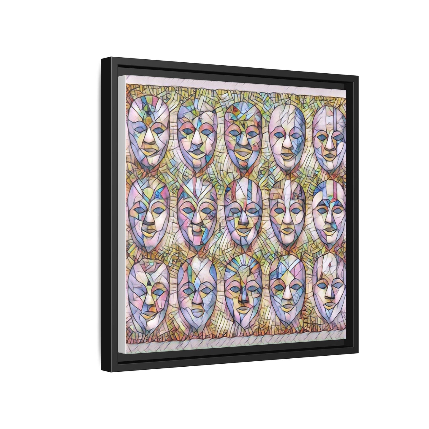 Abstract Mask Art Matte Canvas Print — Framed Multicolor Wall Art