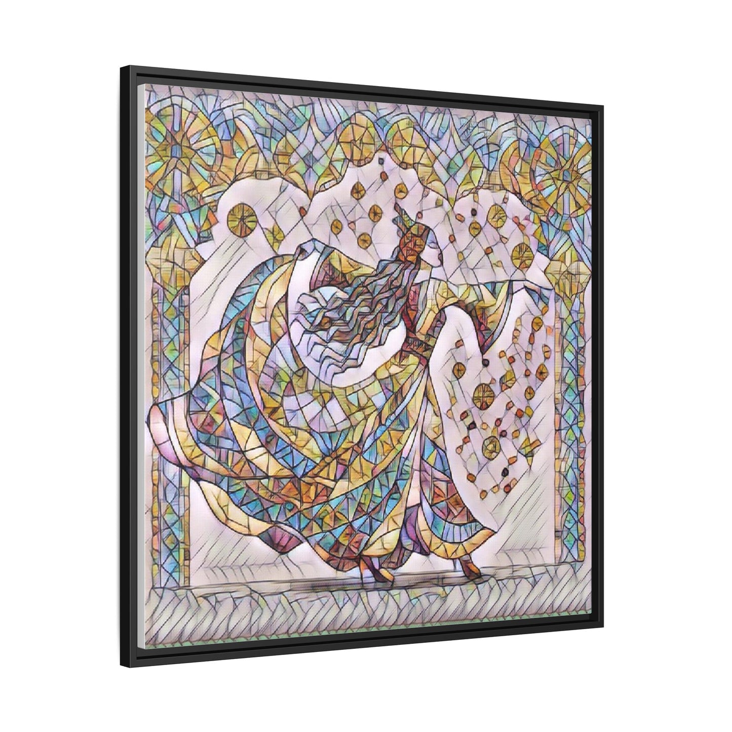 Stained Glass Dancing Dervish Framed Canvas Art