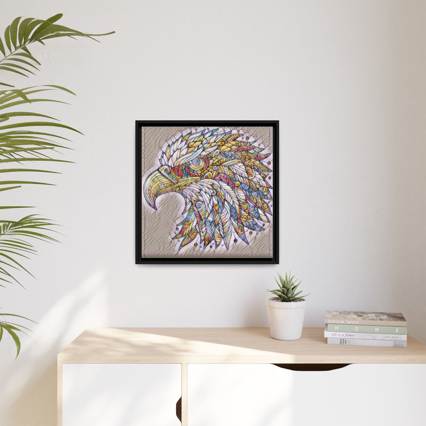 Colorful Eagle Head Matte Framed Canvas Art