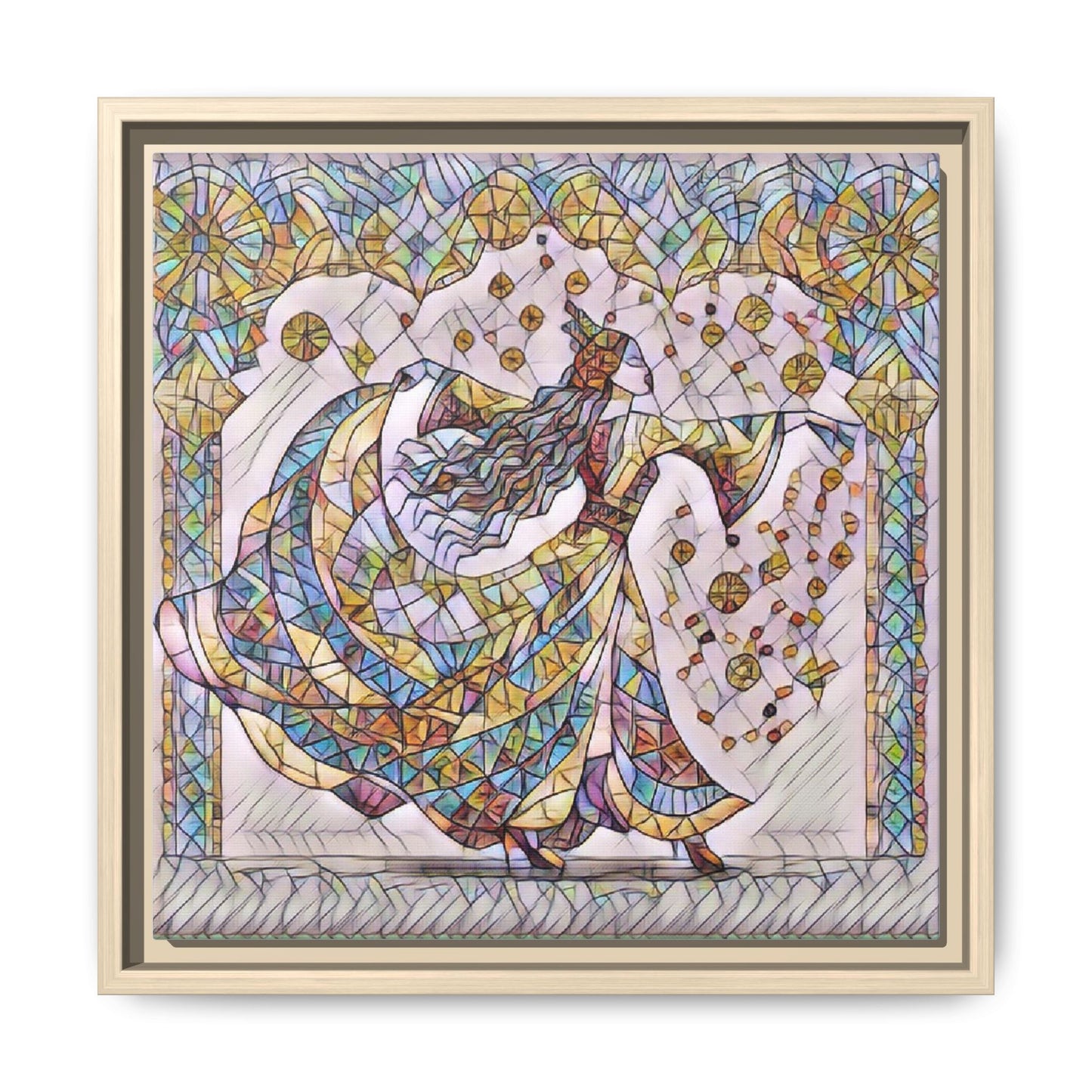 Stained Glass Dancing Dervish Framed Canvas Art