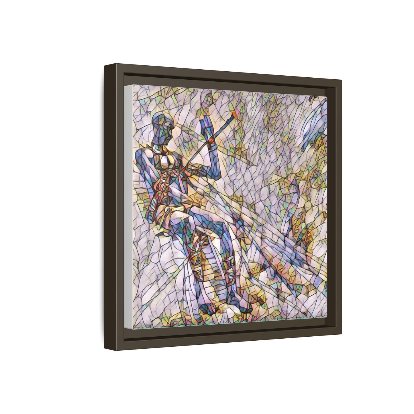 Abstract Stained-Glass Warrior Framed Canvas