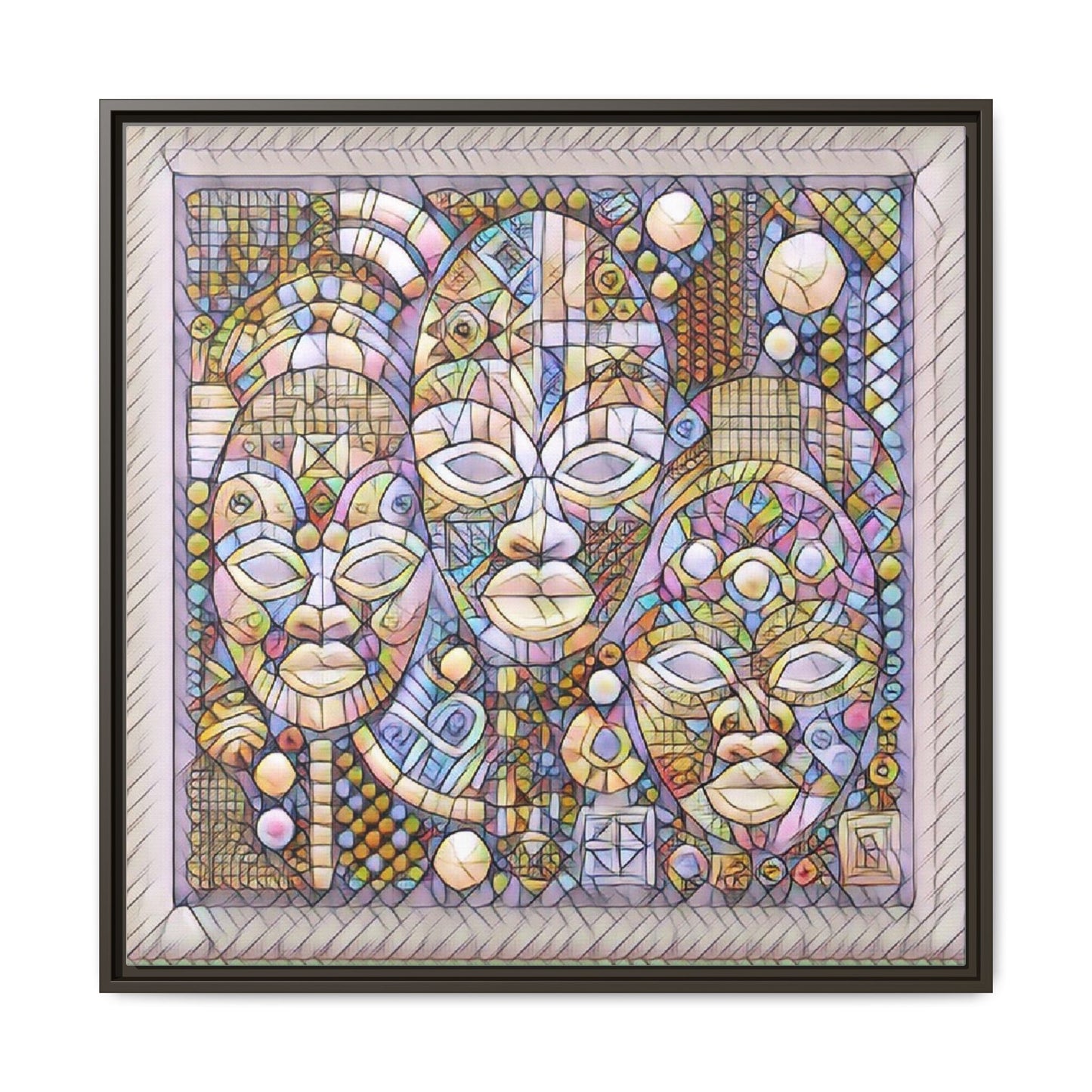 Abstract African Mask Art — Framed Matte Canvas Wall Art