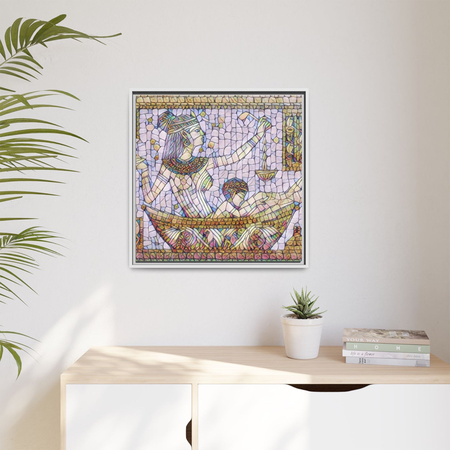 Egyptian Mosaic Goddess Matte Canvas Print (Framed)