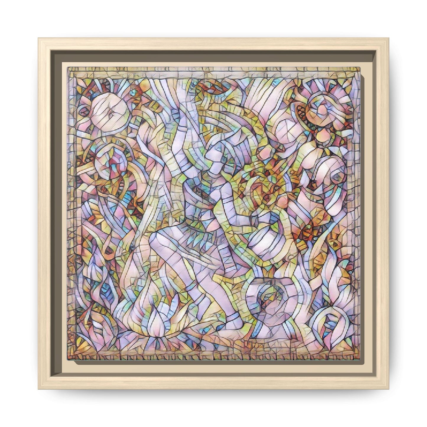 Abstract Stained Glass Dance Matte Framed Canvas