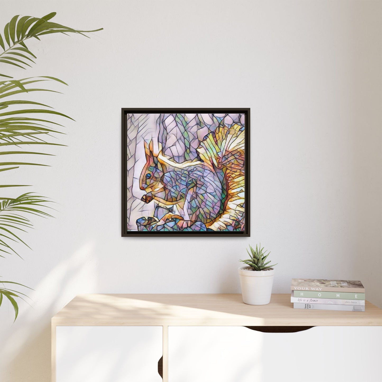 Framed Squirrel Mosaic Matte Canvas Wall Art
