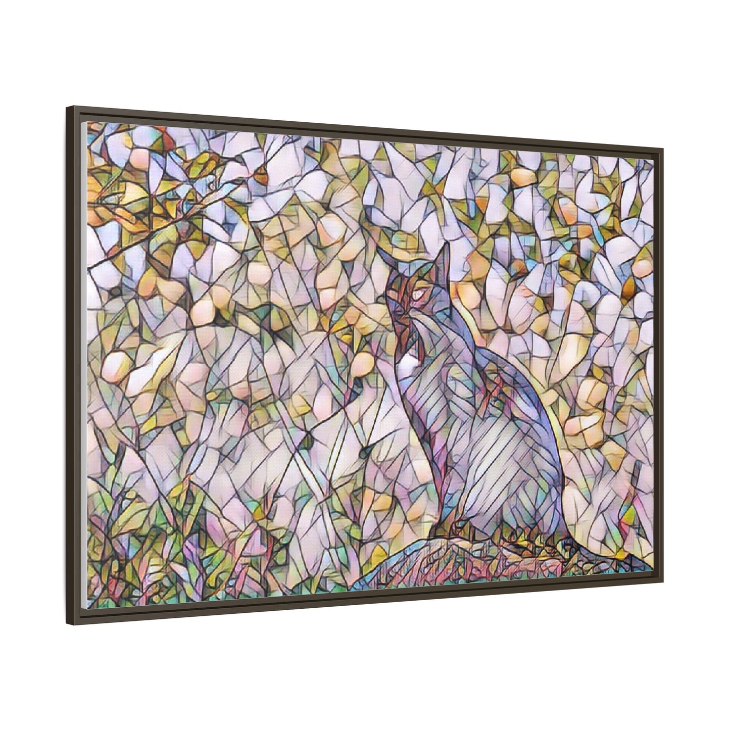 Framed Canvas Art - Stained Glass Heron Nature Print