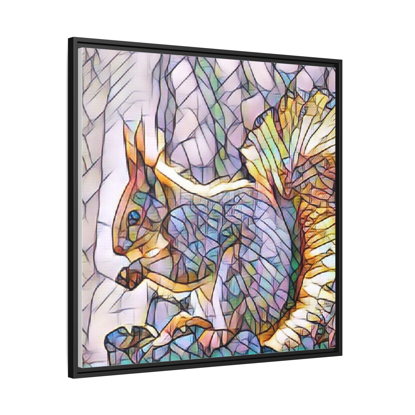 Framed Squirrel Mosaic Matte Canvas Wall Art