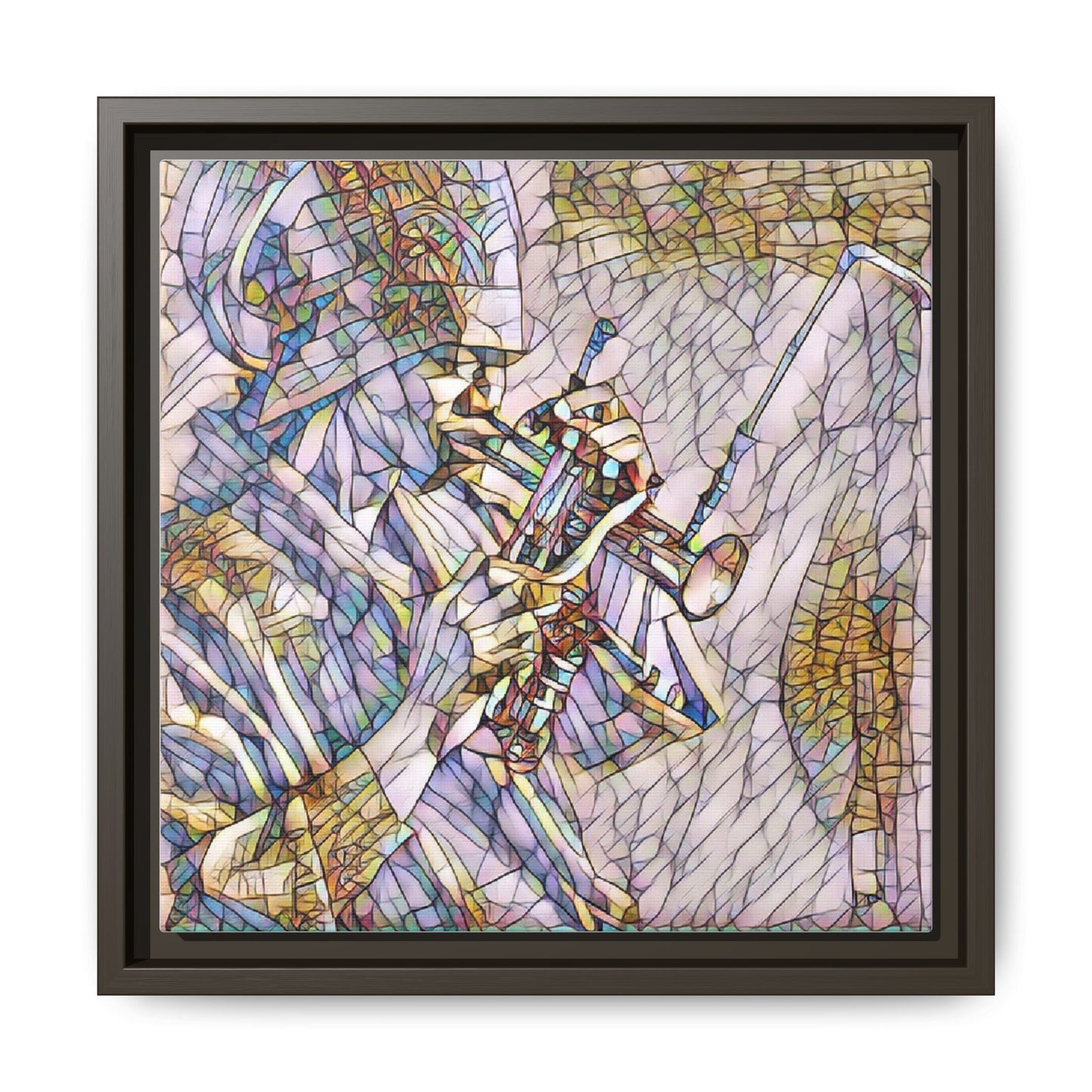 Framed Abstract Trumpet Player Matte Canvas Art