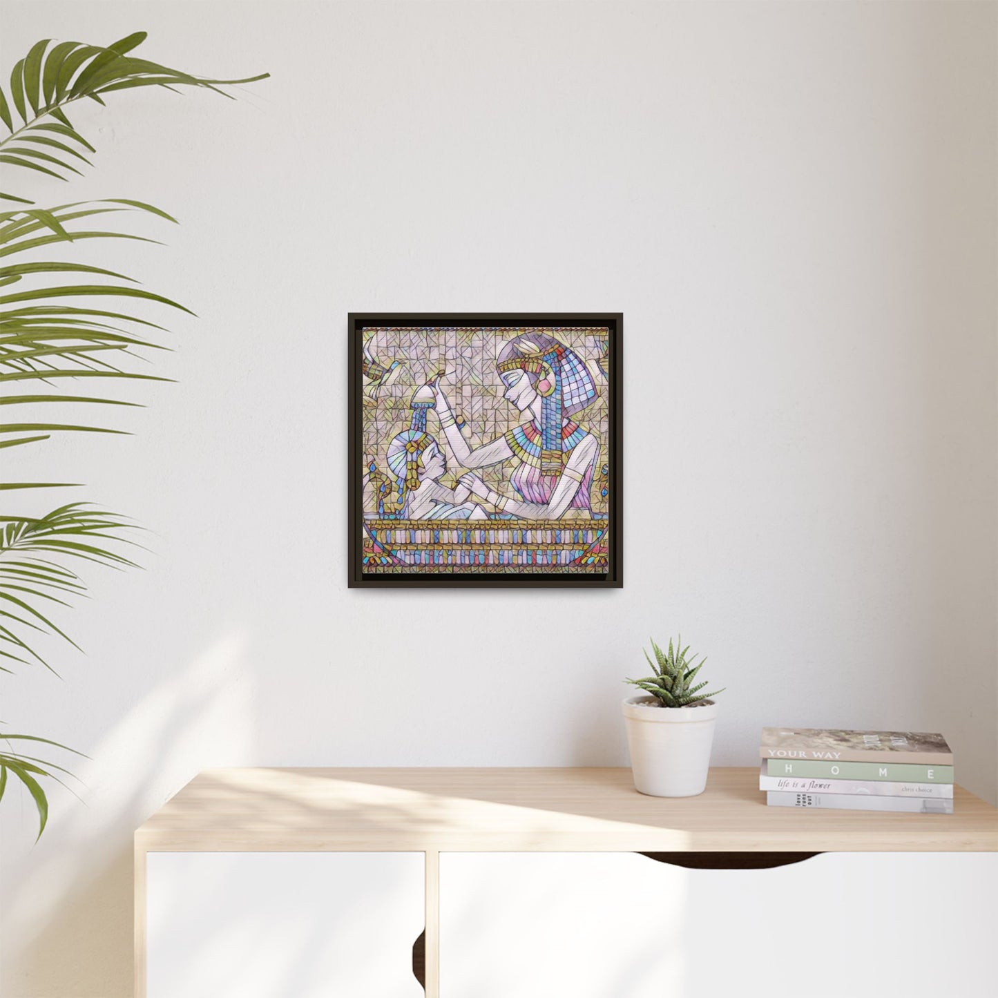 Egyptian Mosaic Mother & Child Framed Matte Canvas