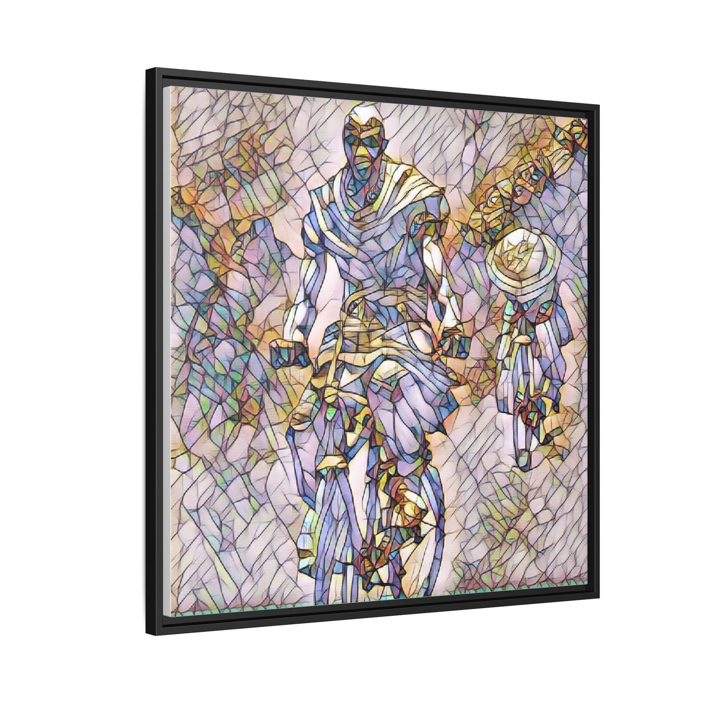 Framed Matte Canvas — Abstract Cyclist Artwork (Multi‑Color)