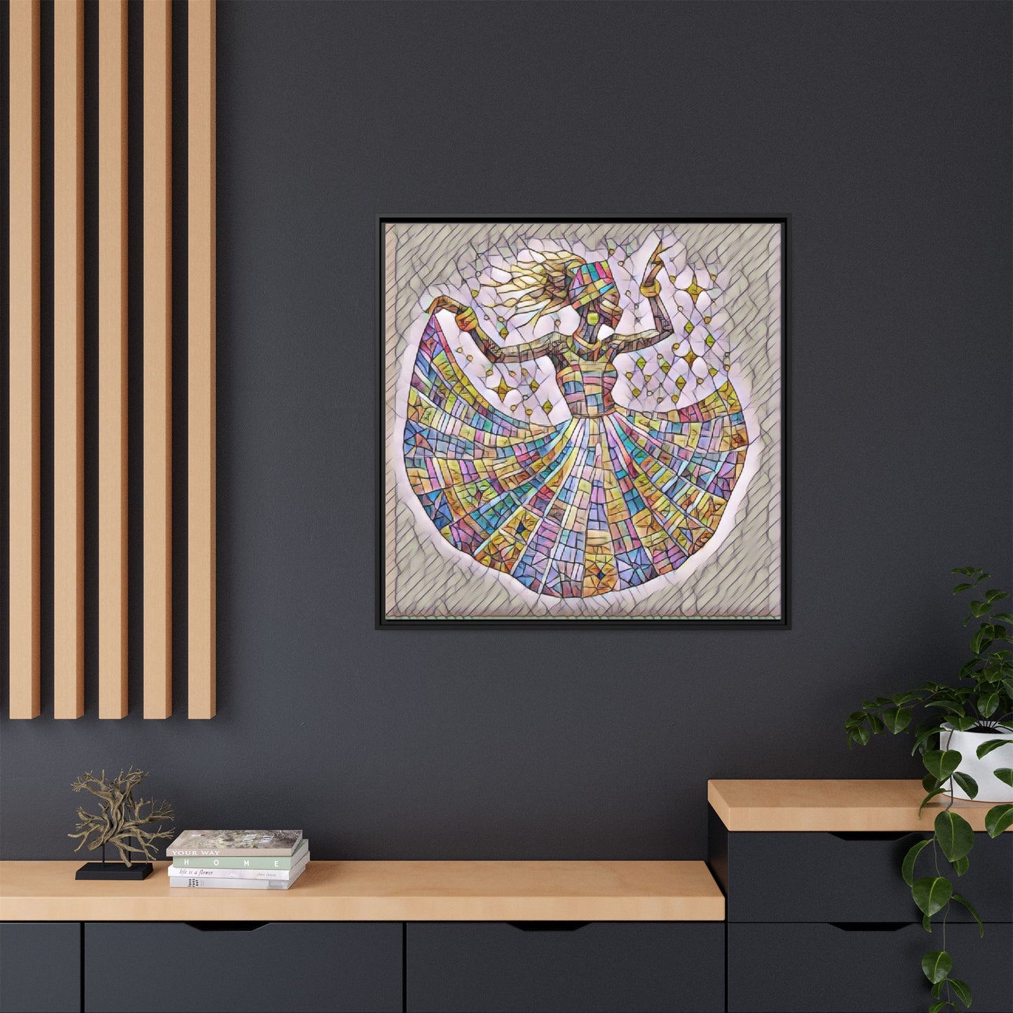 Colorful Mosaic Dance Framed Canvas Art