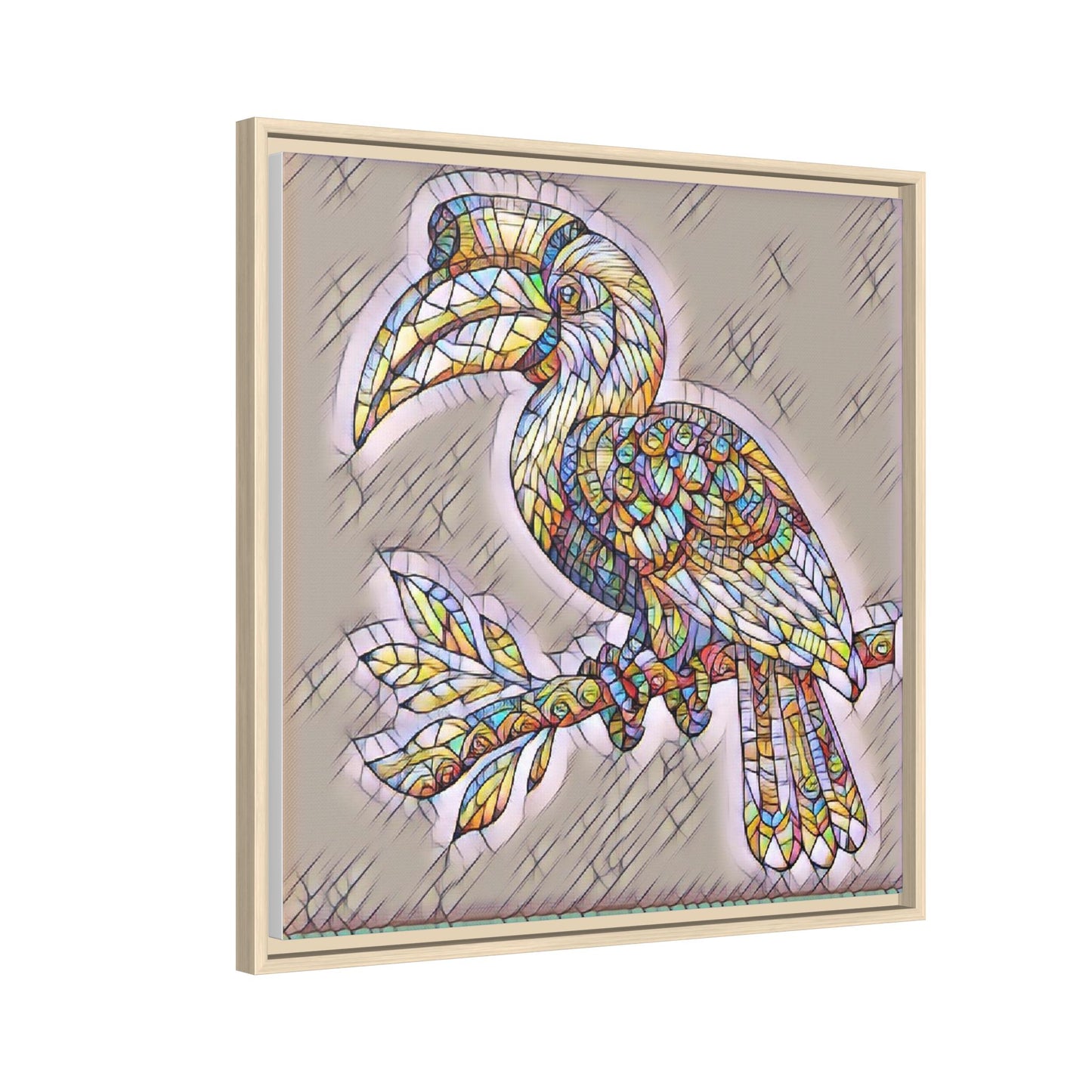Colorful Stained Glass Toucan Matte Canvas Framed Wall Art