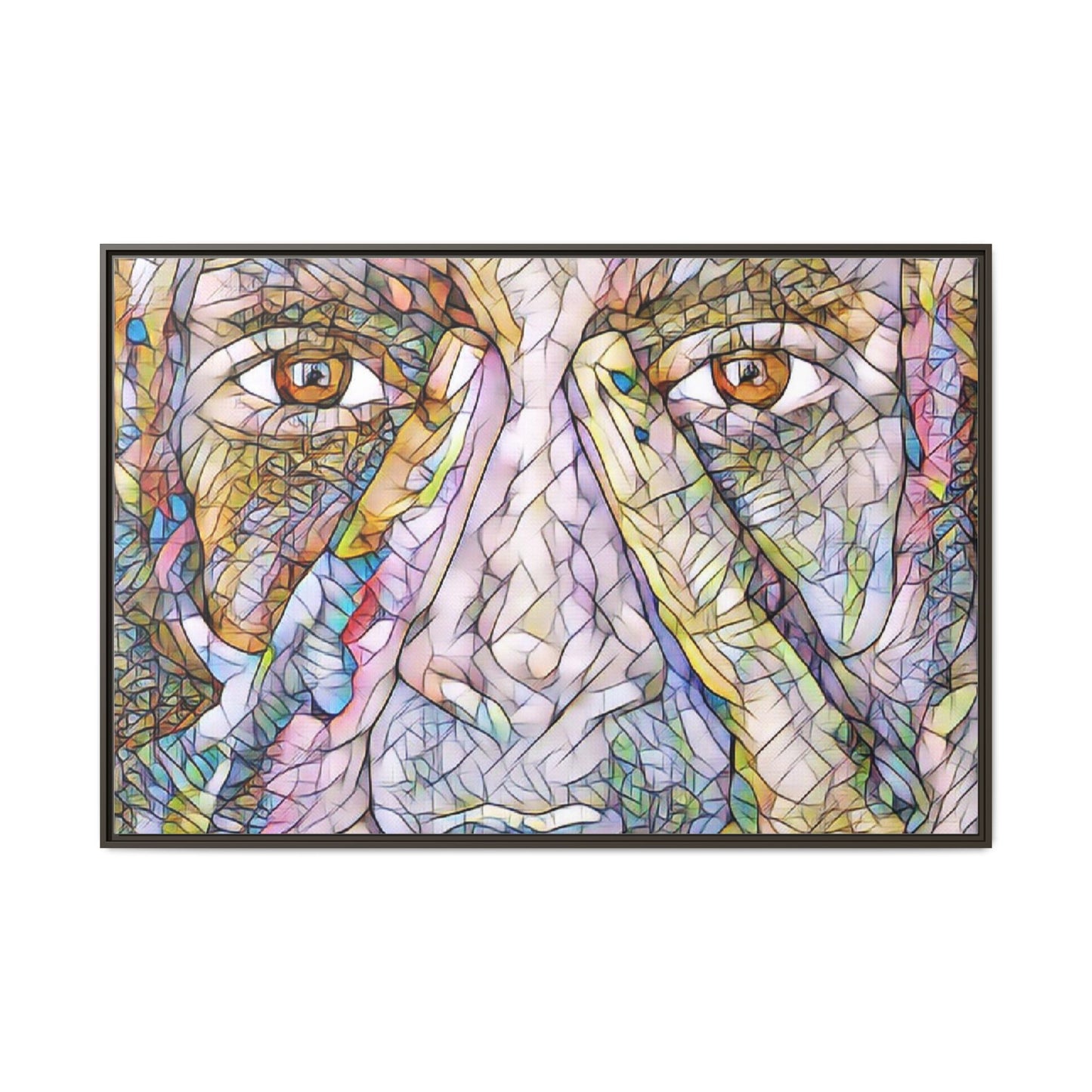 Abstract Stained-Glass Face Matte Canvas Framed Wall Art