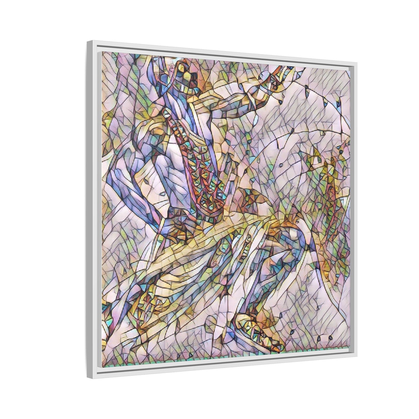 Abstract Stained-Glass Dancers — Framed Matte Canvas Art