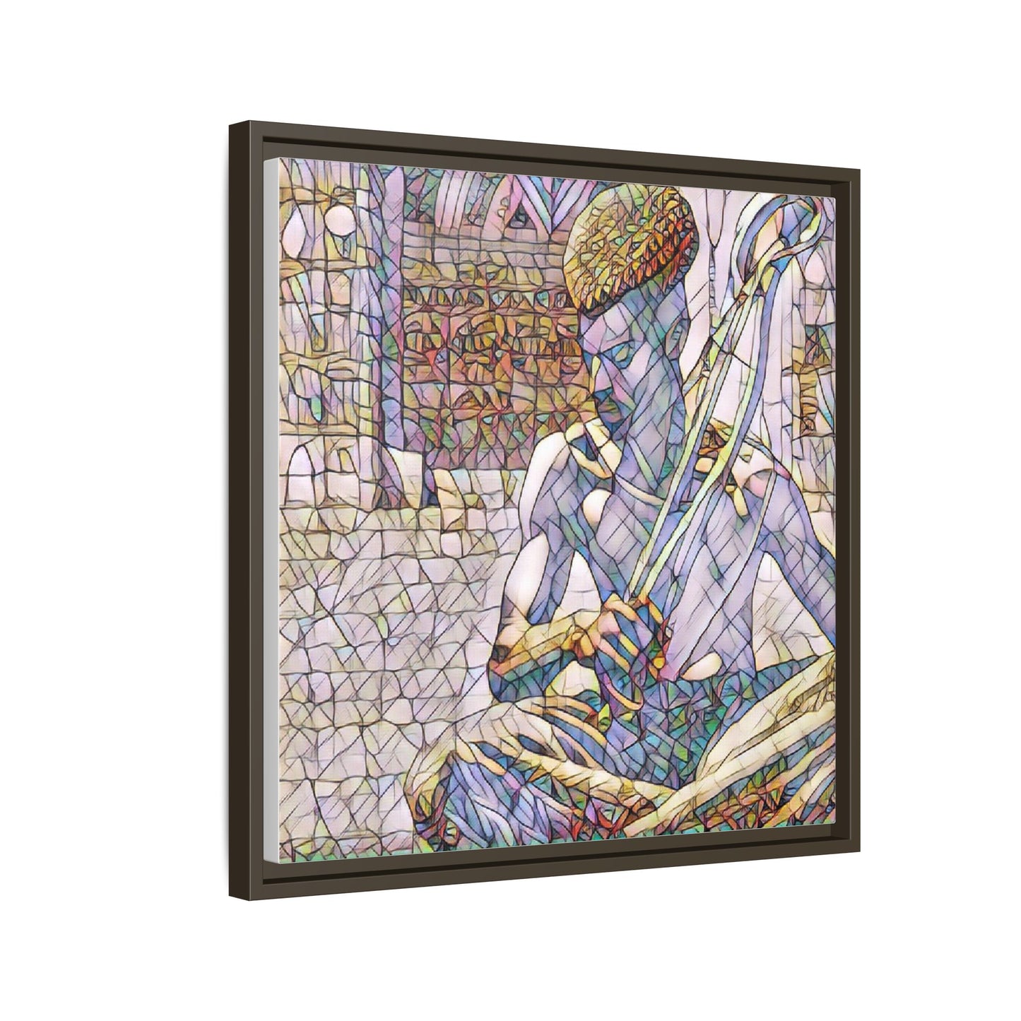 Framed Matte Canvas Art – Stained-Glass Style Musician Print