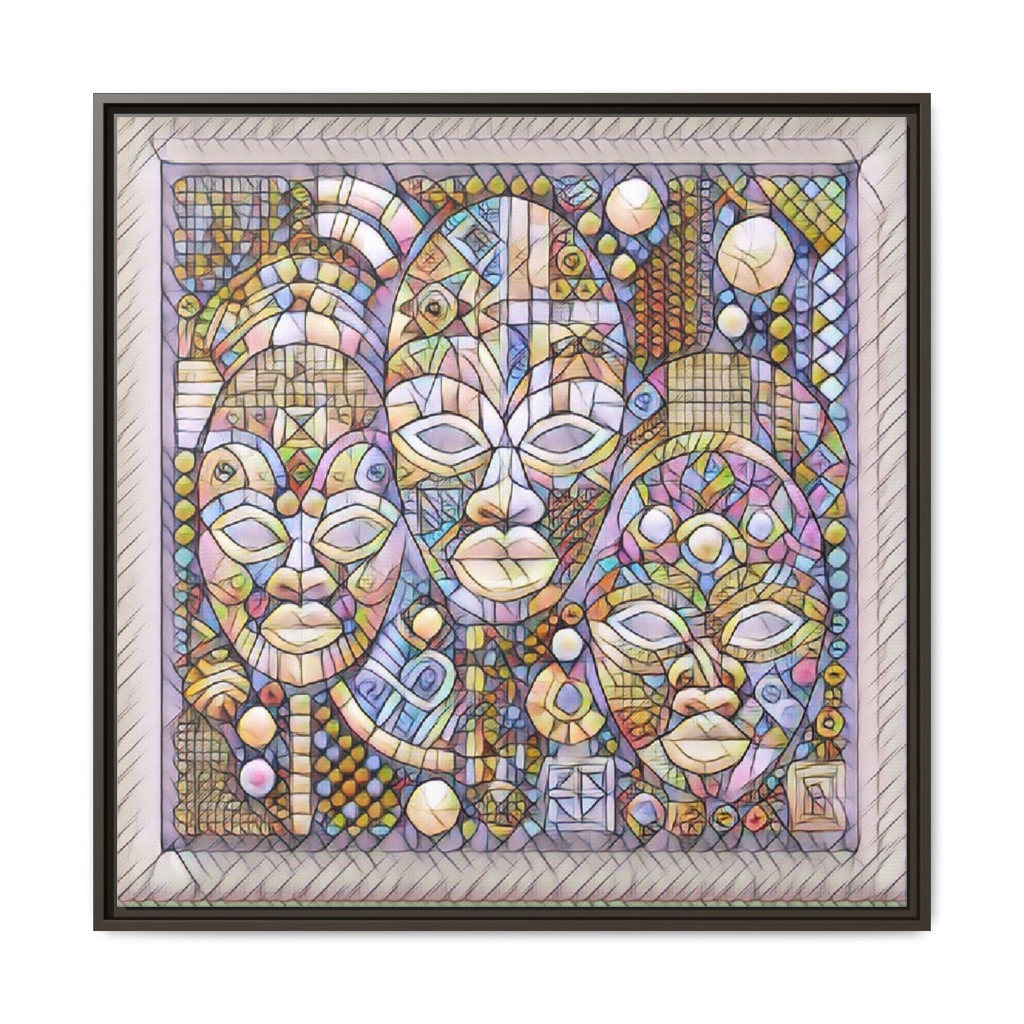 Abstract African Mask Art — Framed Matte Canvas Wall Art