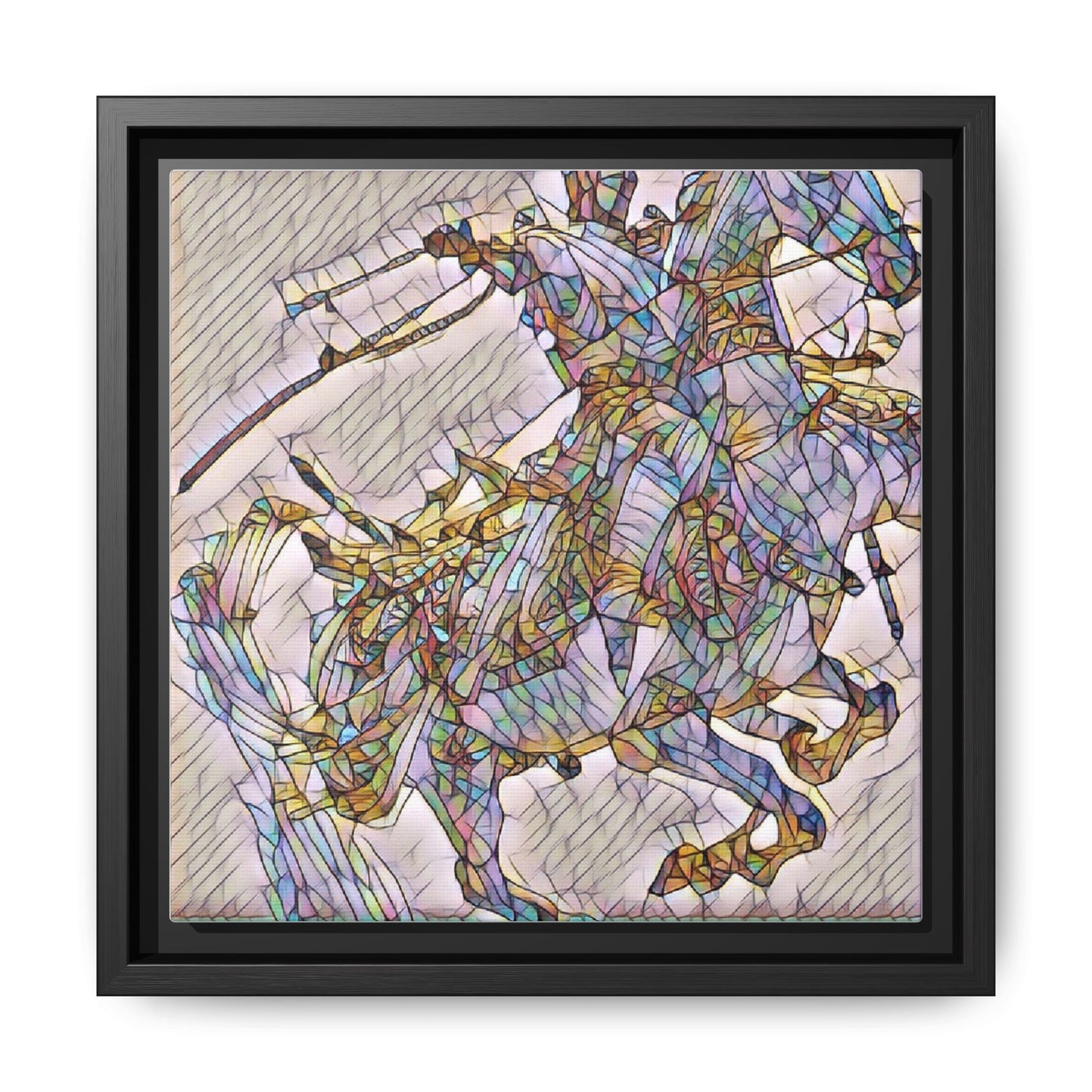 Framed Abstract Stained-Glass Horse Canvas