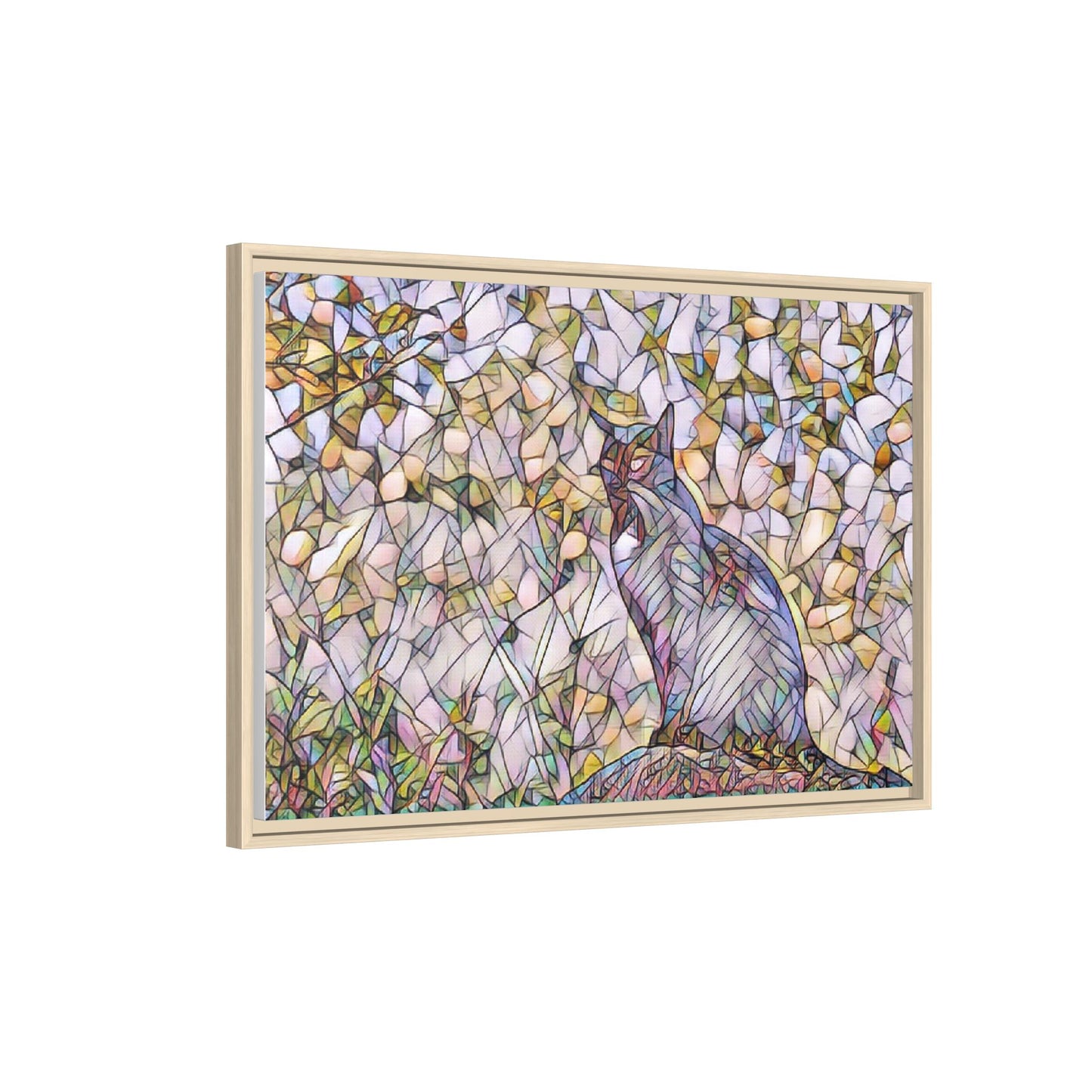 Framed Canvas Art - Stained Glass Heron Nature Print