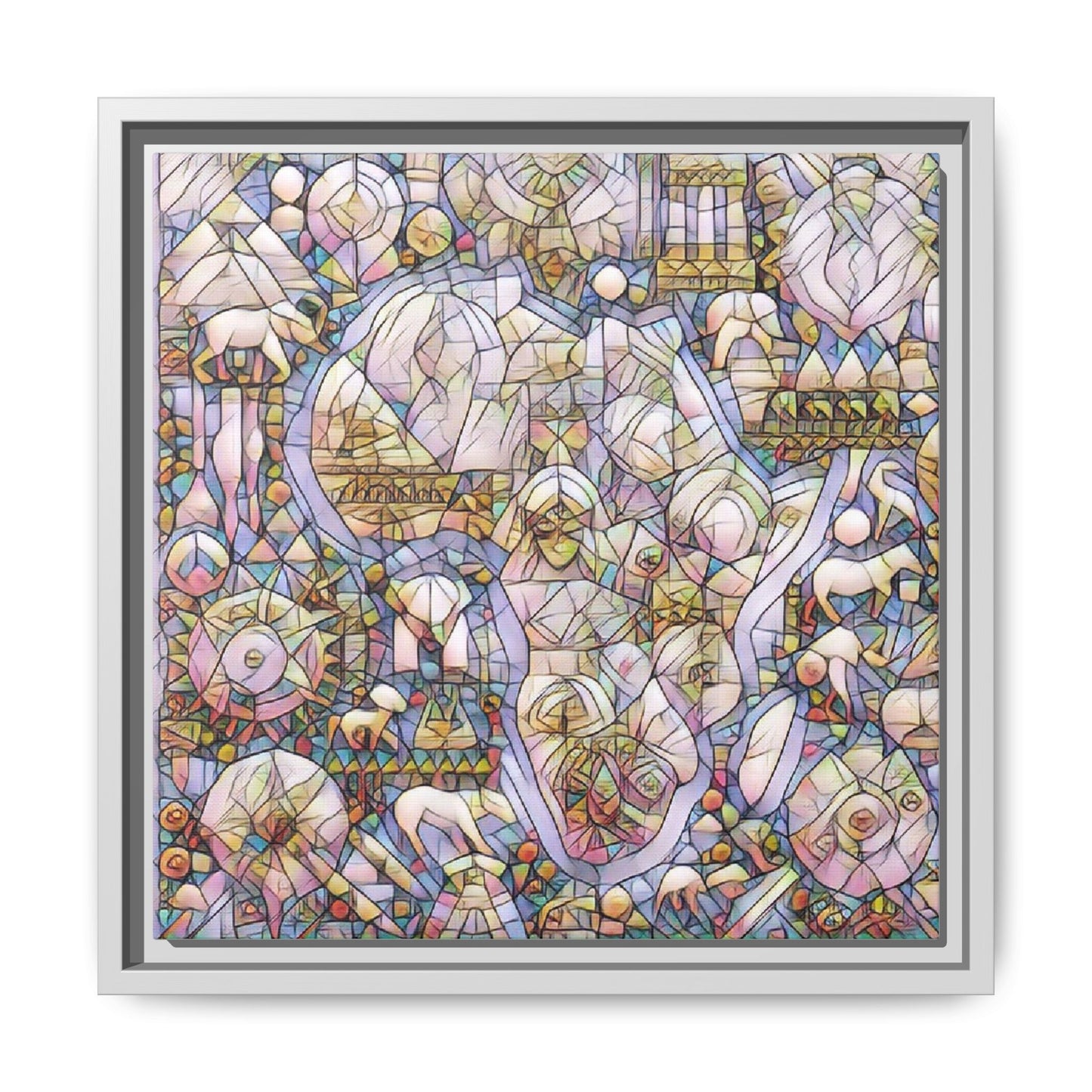 Abstract Stained-Glass Style Framed Canvas Print