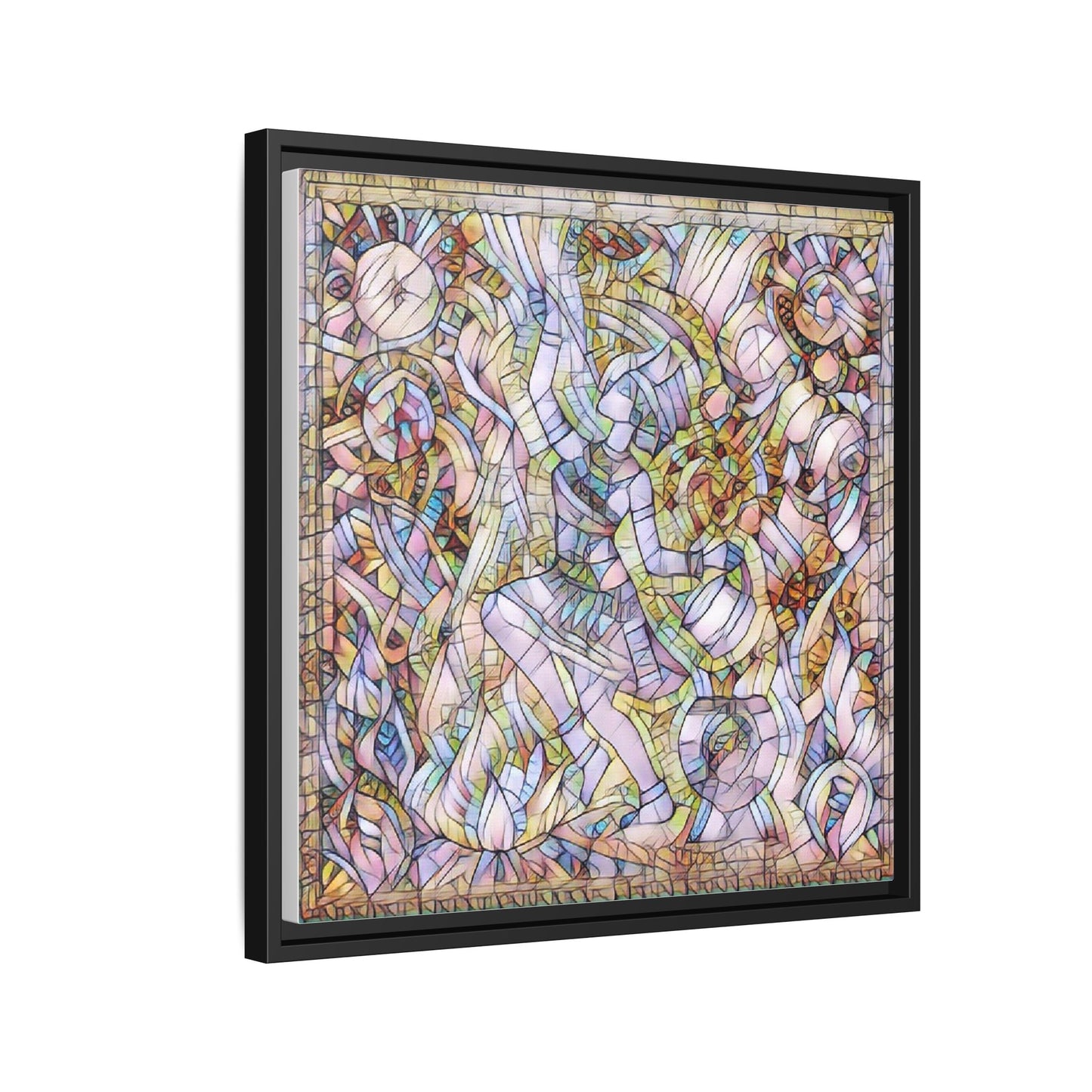 Abstract Stained Glass Dance Matte Framed Canvas