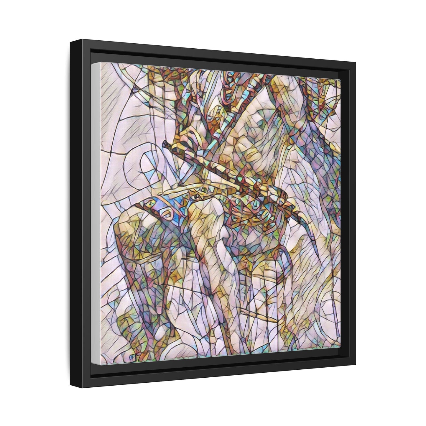 Framed Abstract Musician Canvas Art — Multi‑Color Jazz Saxophone Print