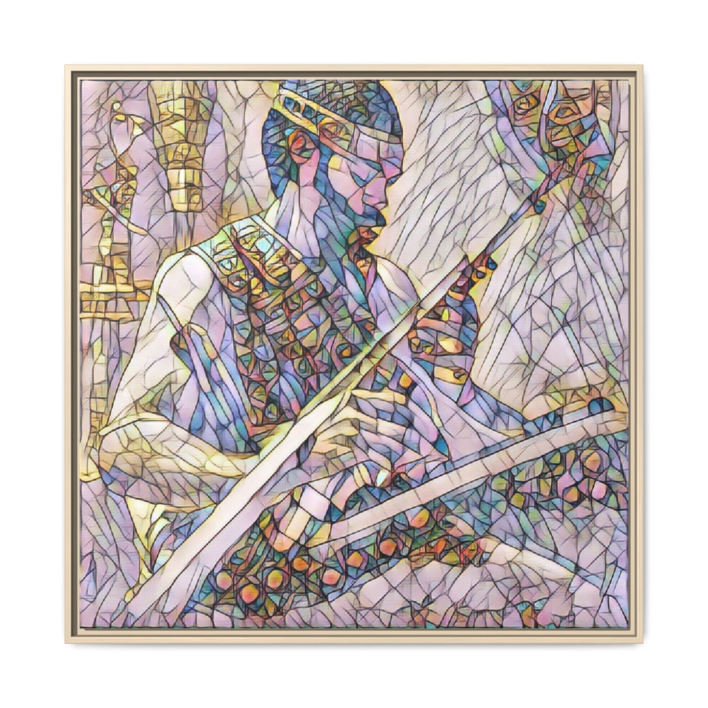 Framed Matte Canvas — Abstract Musician Stained-Glass Art Print