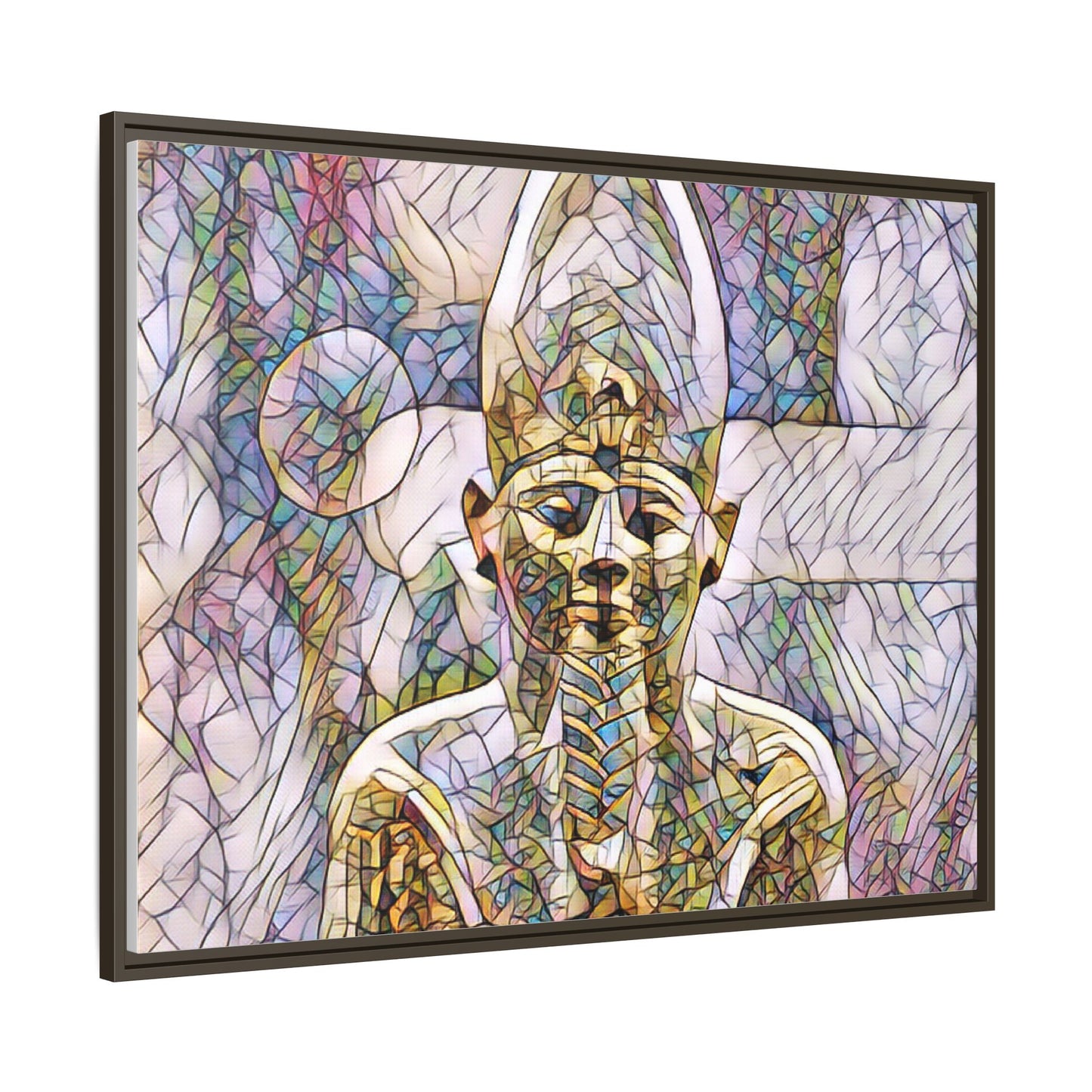 Egyptian Pharaoh Stained-Glass Style Matte Canvas Print, Framed