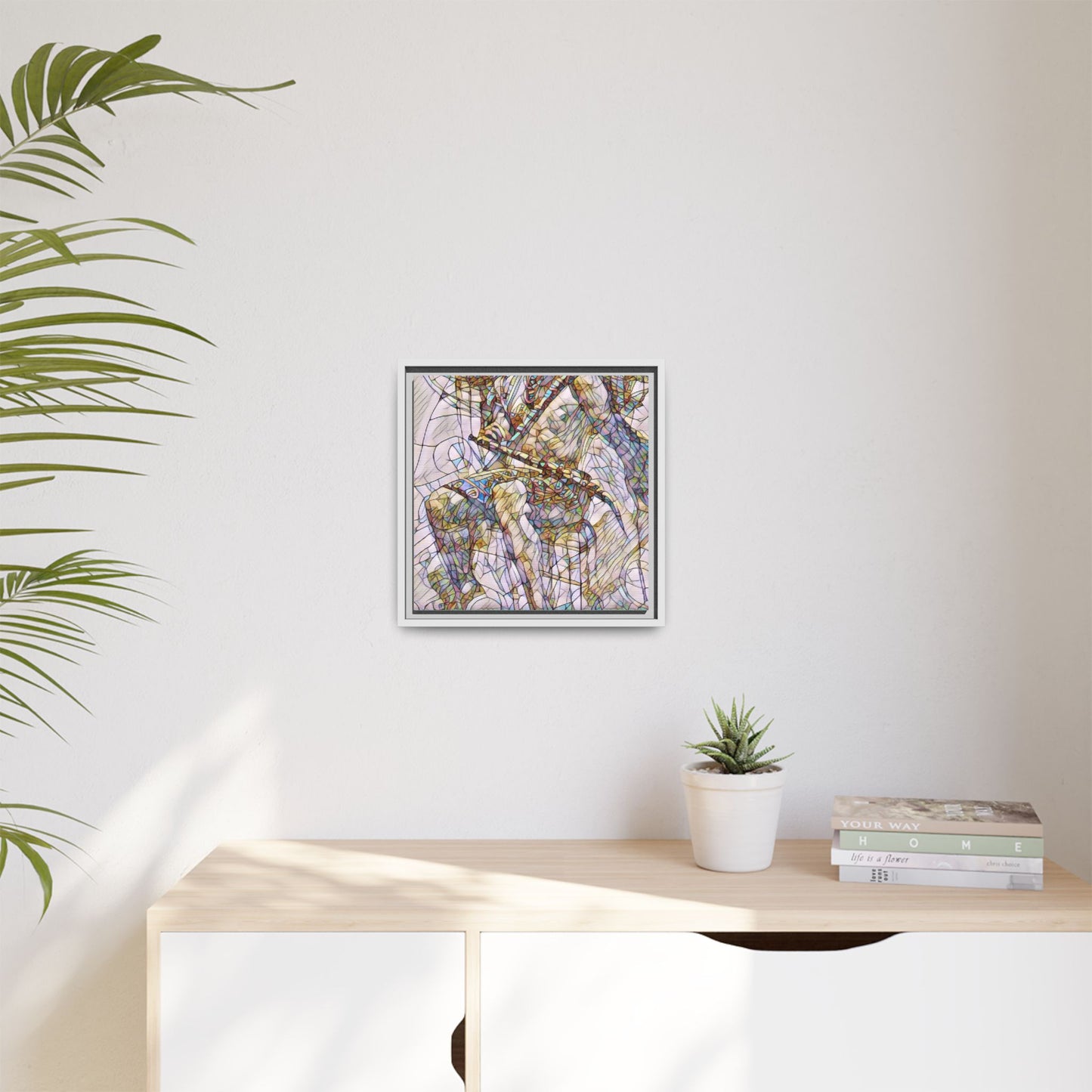 Framed Abstract Musician Canvas Art — Multi‑Color Jazz Saxophone Print
