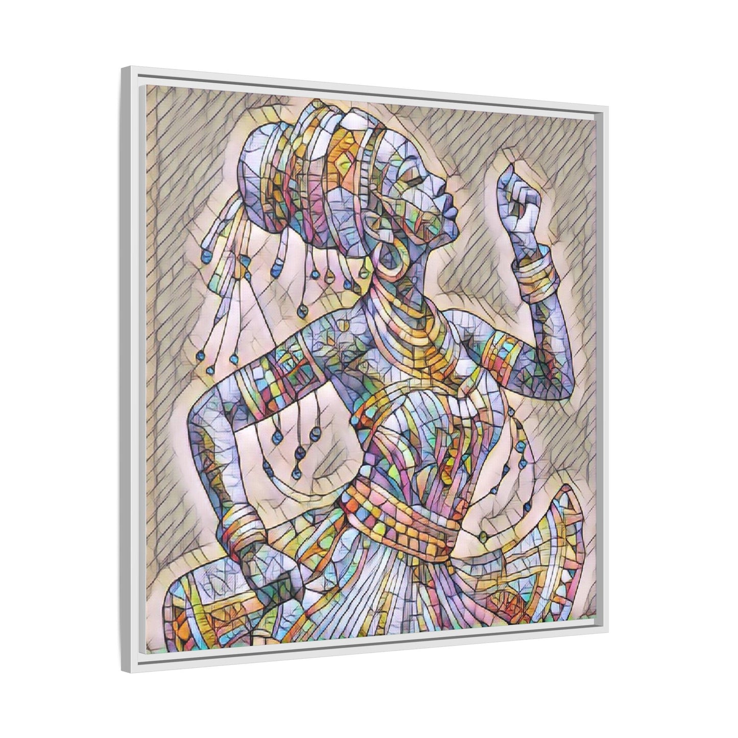 Framed Canvas Art — Colorful Mosaic Dancer