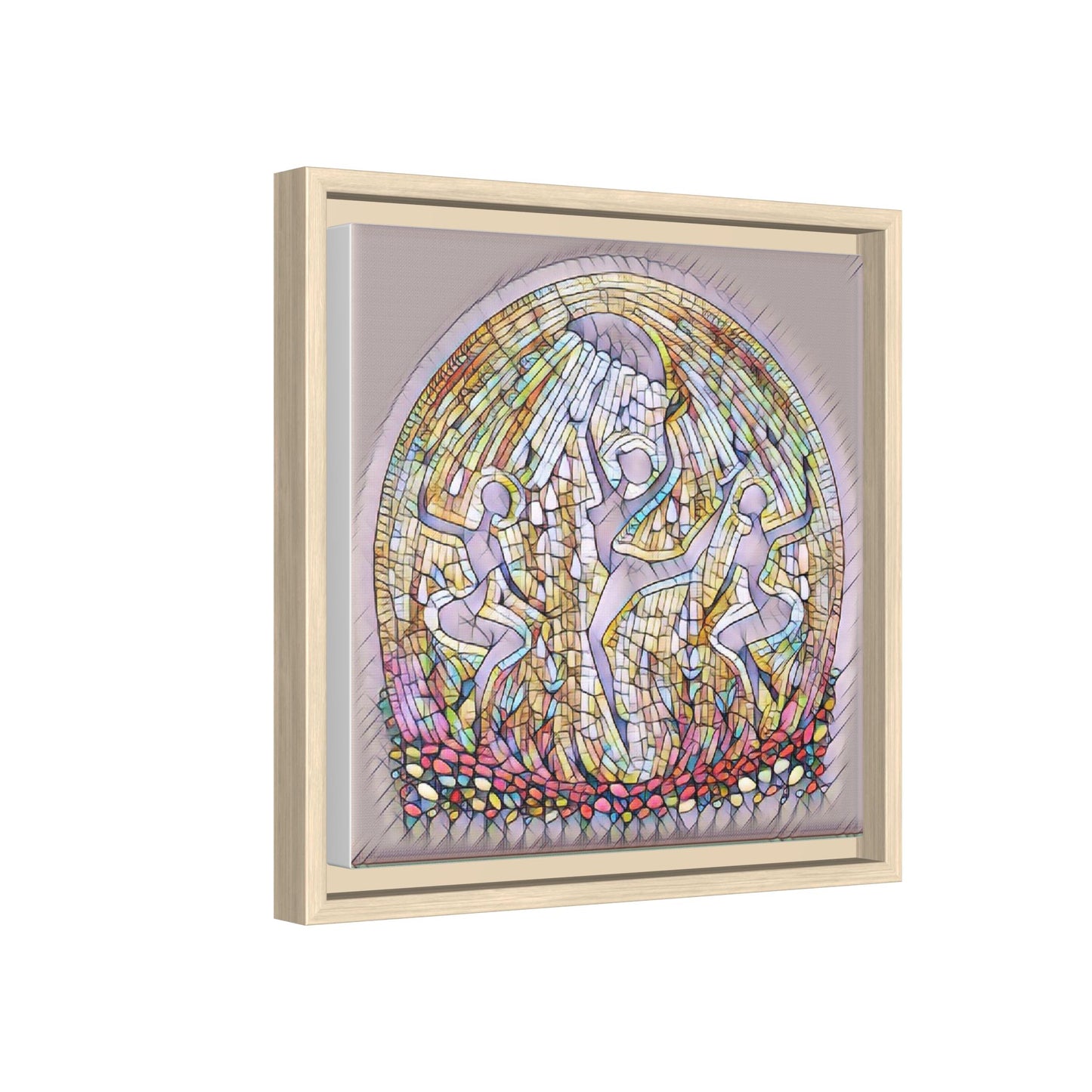 Framed Canvas Art - Stained Glass Dance Trio (Matte Multi-Color)