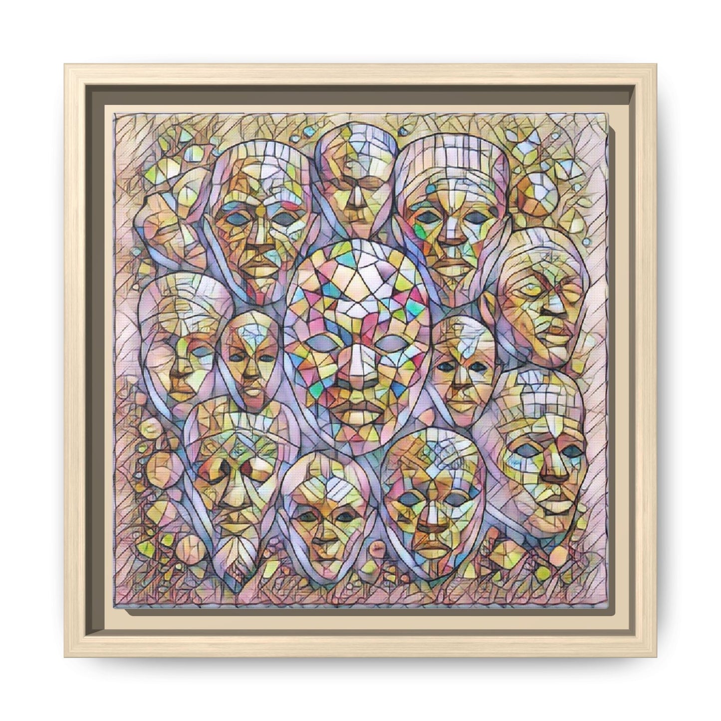 Framed Art Print — Mosaic Faces Matte Canvas