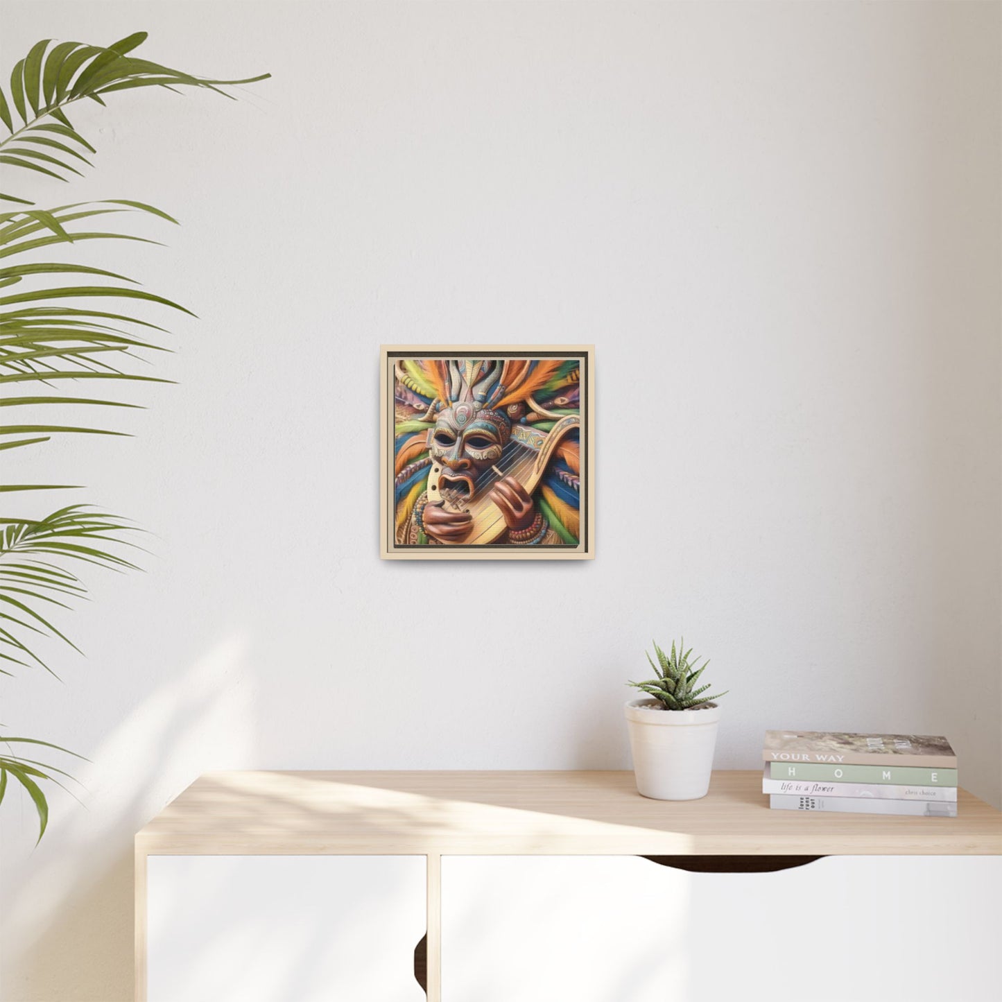 Colorful Tribal Mask Canvas — Framed Matte Wall Art