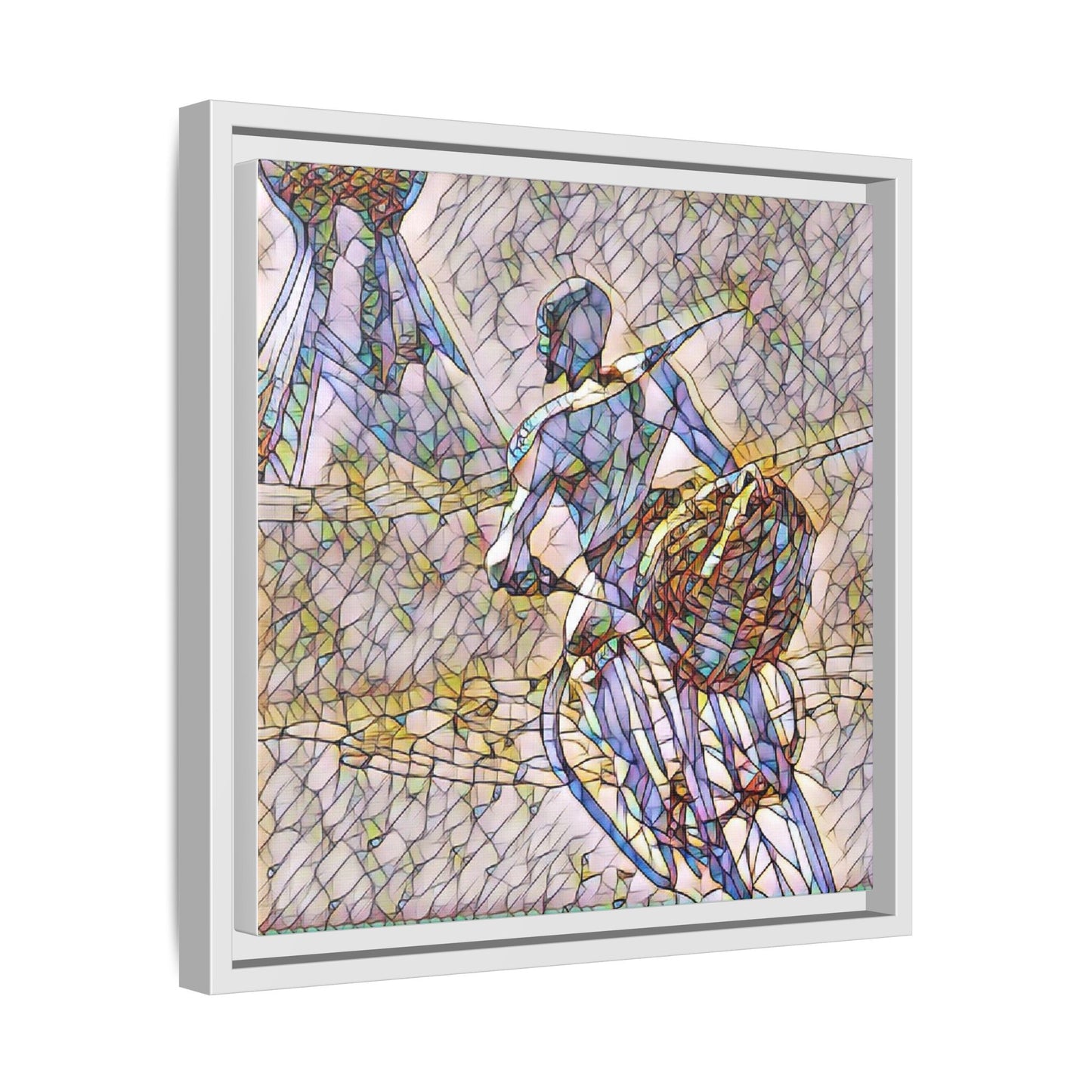 Abstract Stained-Glass Warrior Matte Framed Canvas
