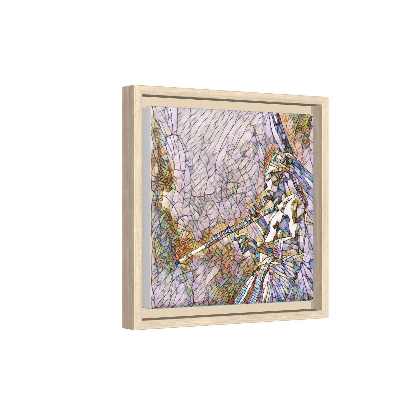 Abstract Tribal Flutist Matte Canvas Framed Wall Art